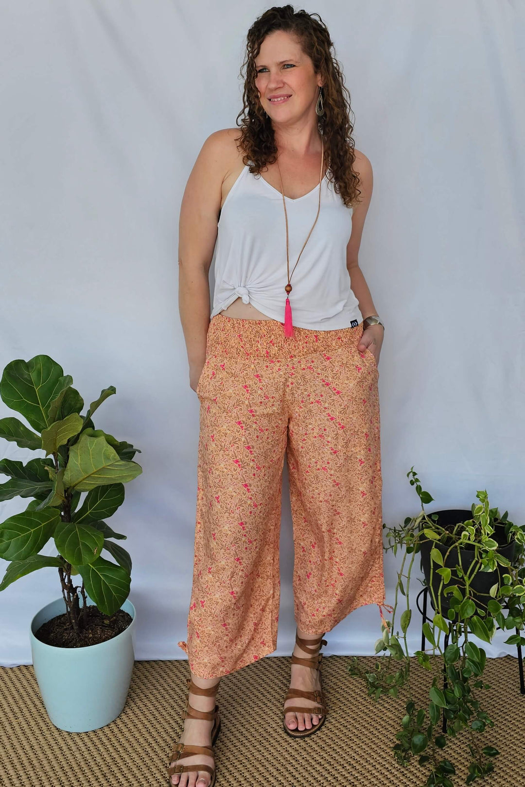 Peach Blossom Boho 7/8 Pants