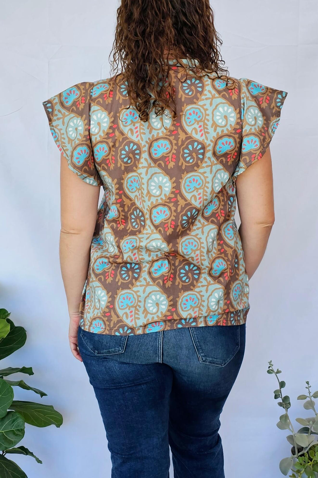 Lotus Cotton Frill Pintuck Top