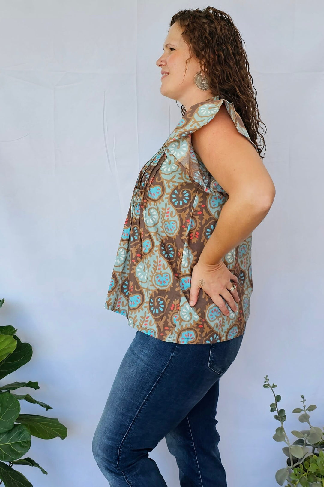 Lotus Cotton Frill Pintuck Top