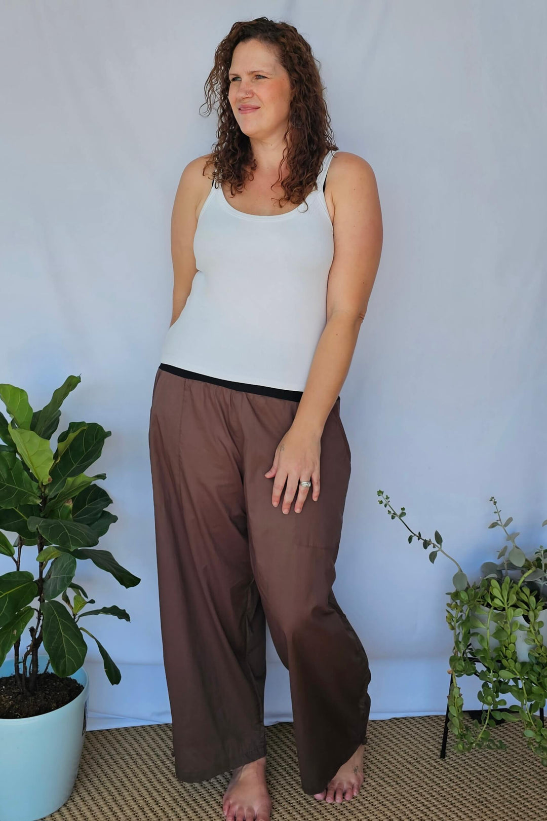 Coffee Cotton Tummy Shaper Pants