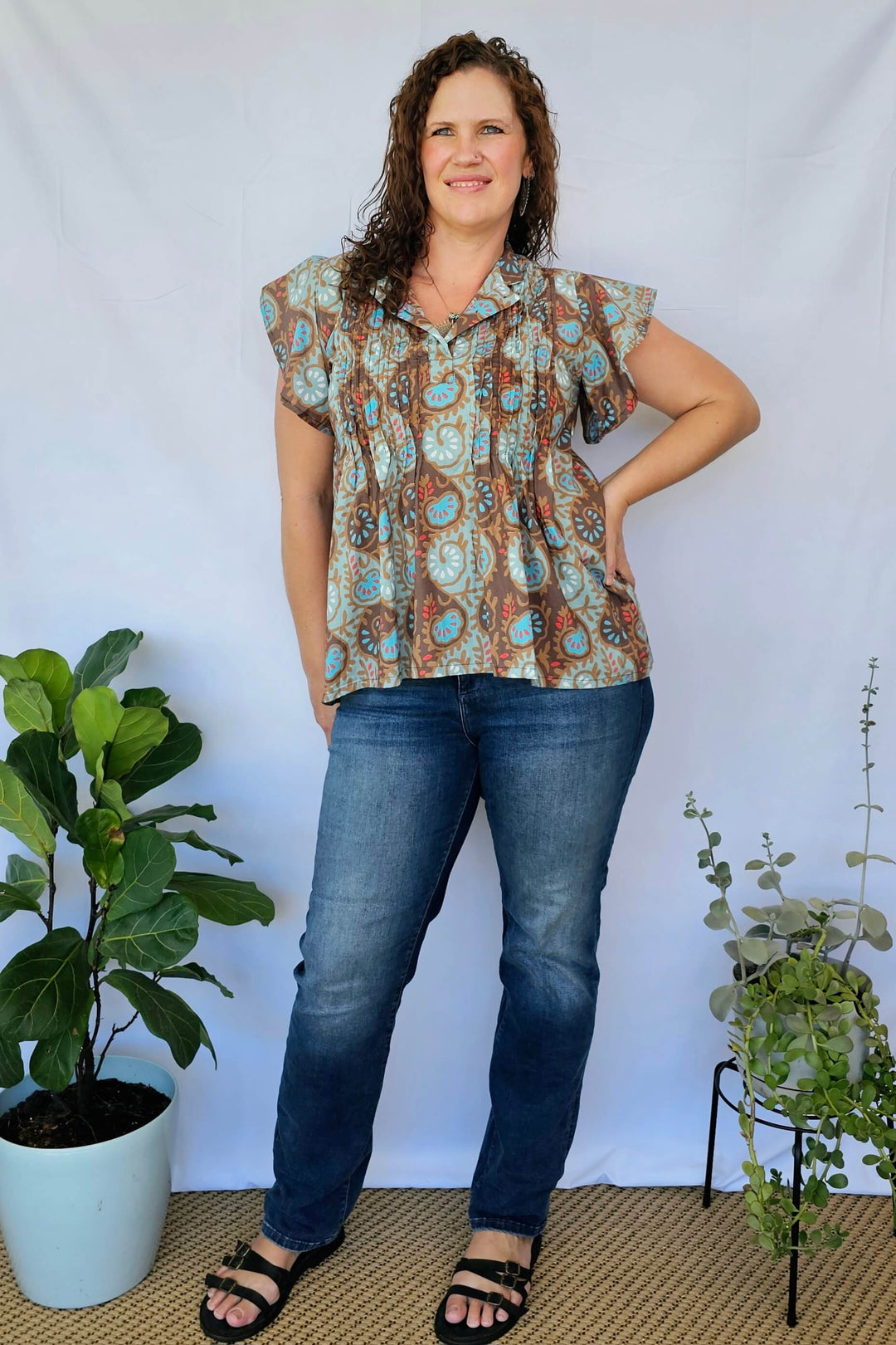 Lotus Cotton Frill Pintuck Top