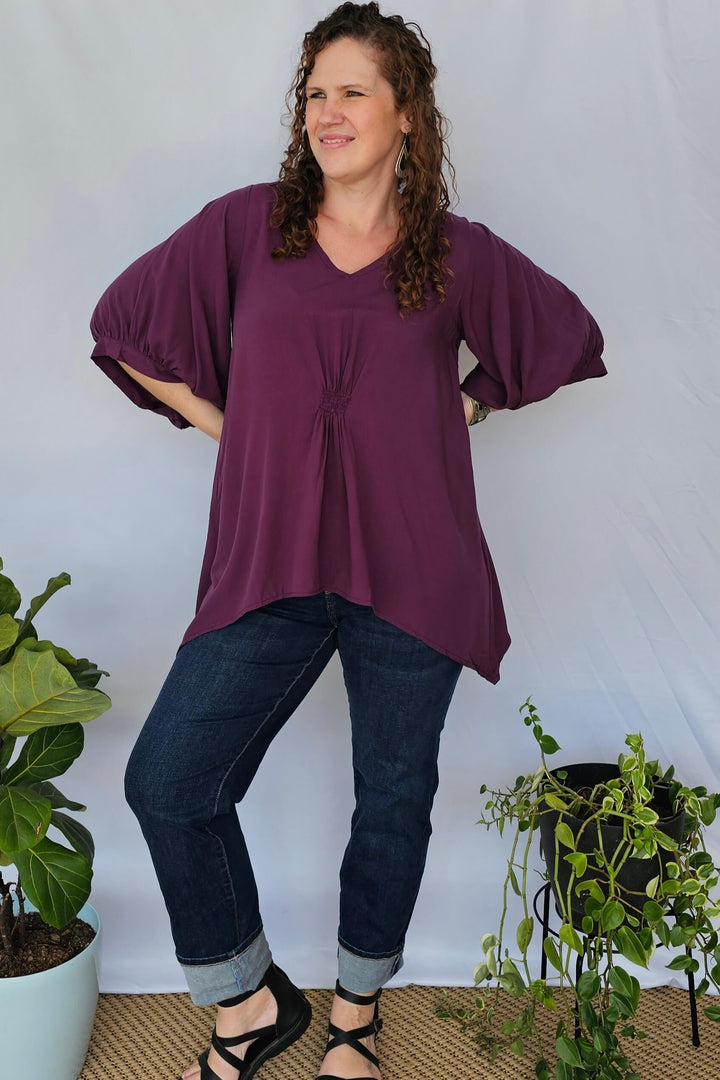 Plum Isla Top with Bell Sleeve