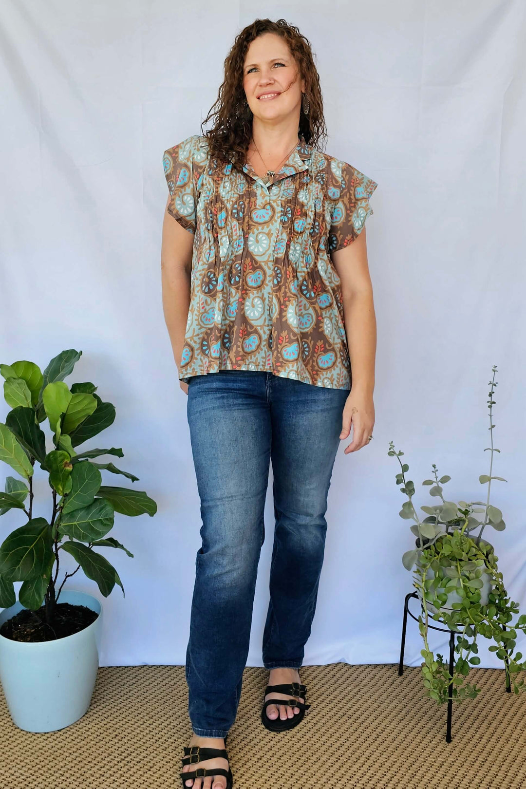 Lotus Cotton Frill Pintuck Top