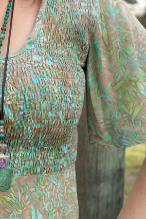 Jade Vine Shirred Dress