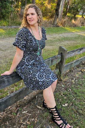 Beige Dress Woman | Shirred Knee Length Dress | Willow & Spring