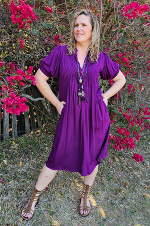 Purple Pintuck Dress