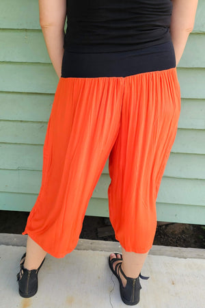 Orange crinkle 3/4 tummy shaper pants