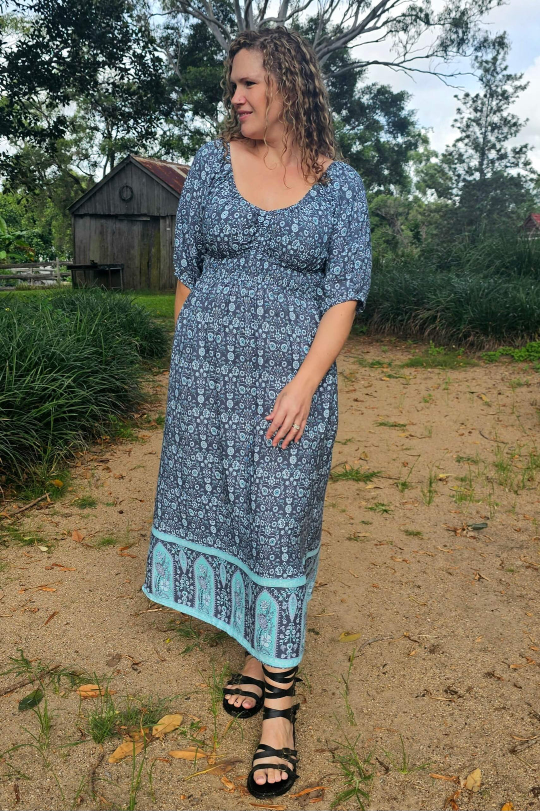 Peppermint Maxi Cinch dress