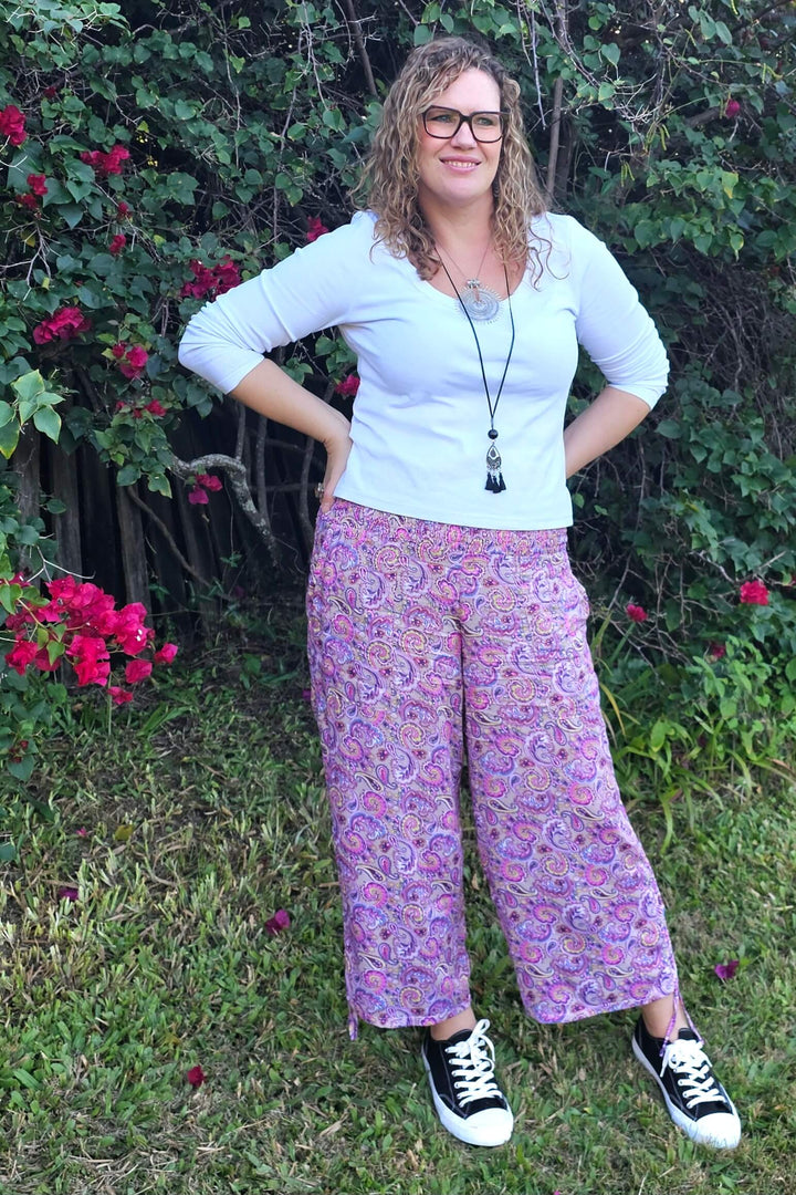 Pink Paisley Boho 7/8 Pants