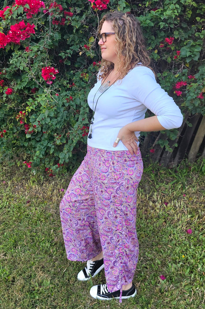 Pink Paisley Boho 7/8 Pants