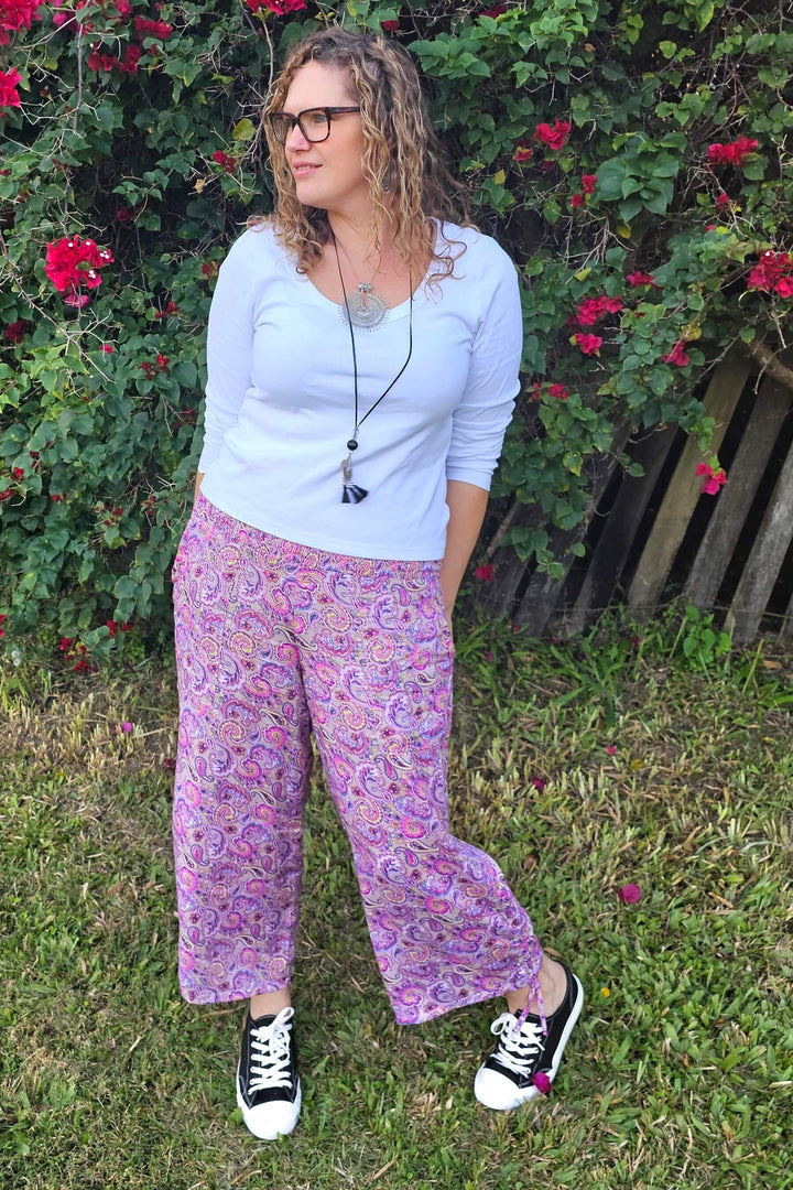 Pink Paisley Boho 7/8 Pants