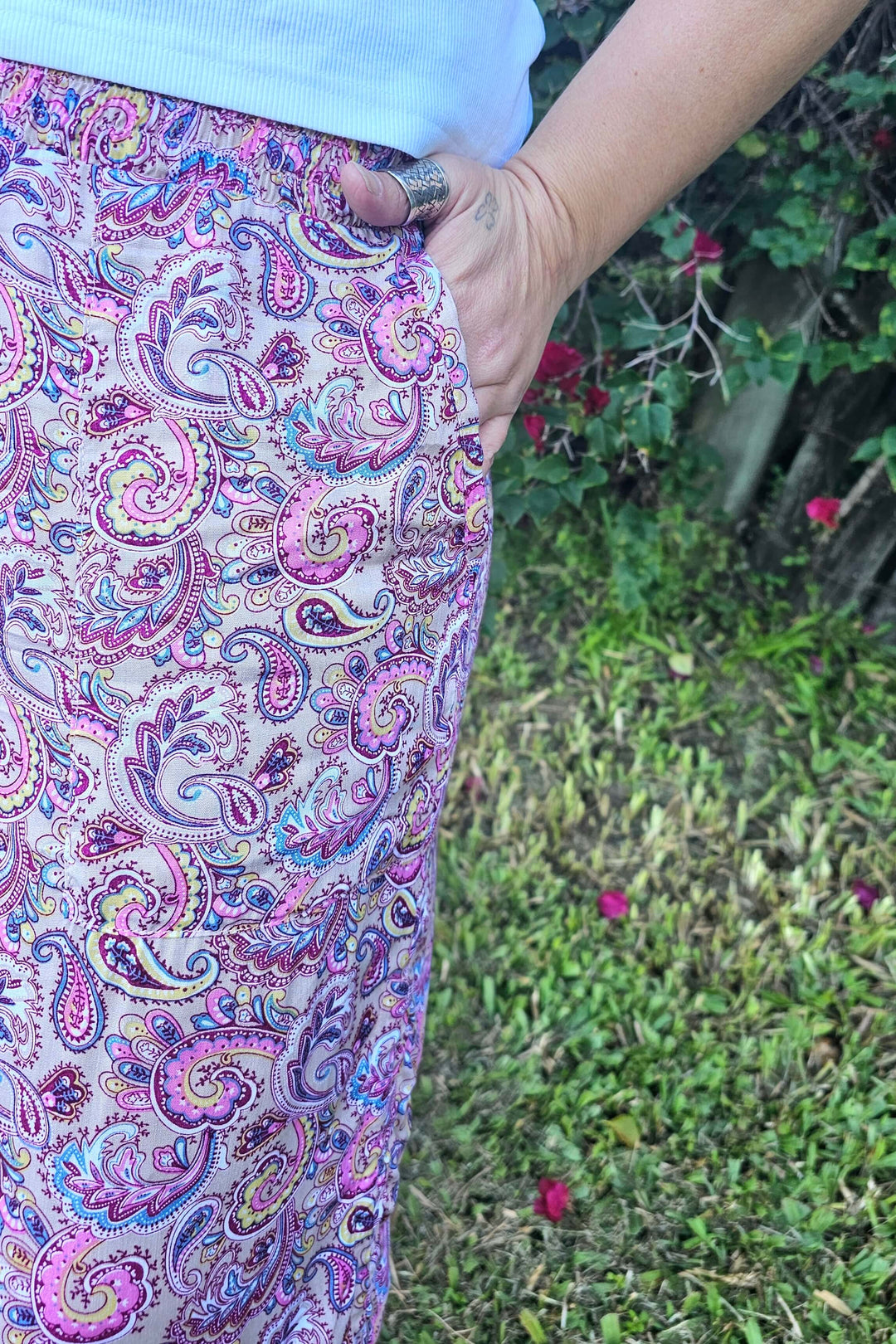 Pink Paisley Boho 7/8 Pants