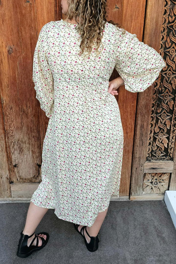 Cream Spring Isla Dress with Bell Sleeve