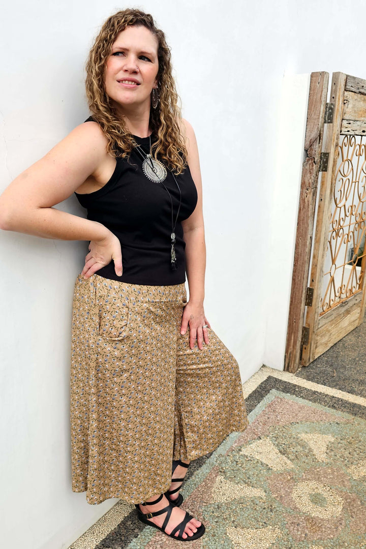 Taupe Spring Wide Leg Pants