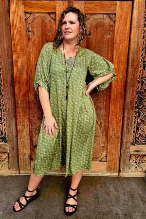 Sage Spring Isla Dress with Bell Sleeve