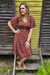 Maroon Bloom Shirred Dress