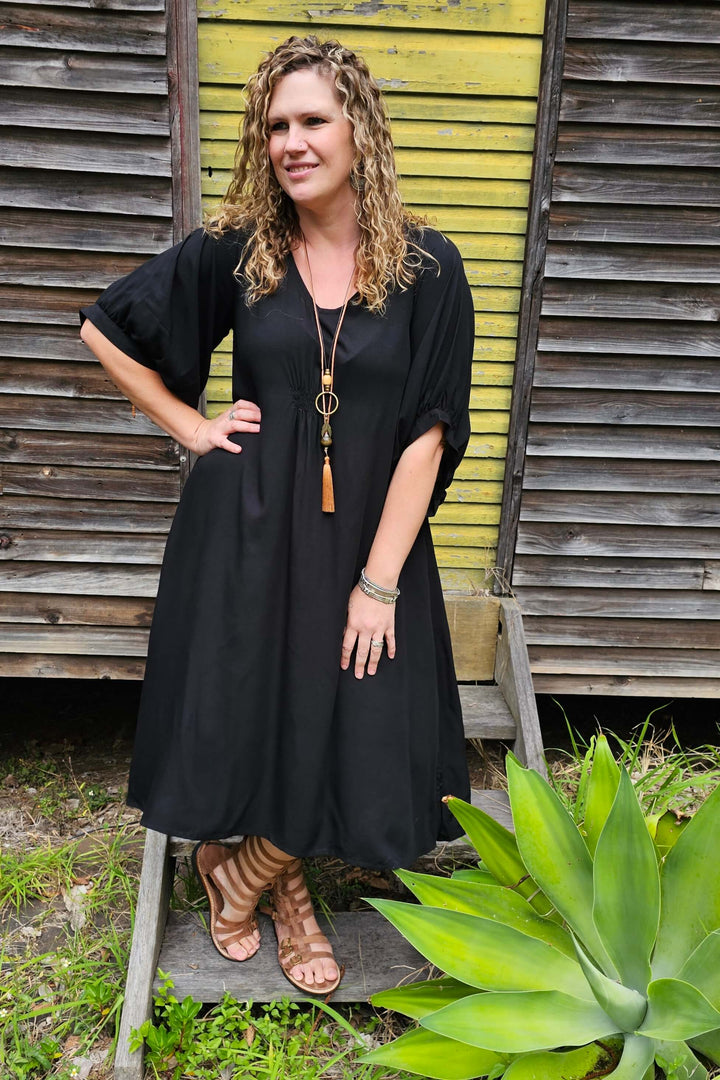 Black Isla Dress with Bell Sleeve