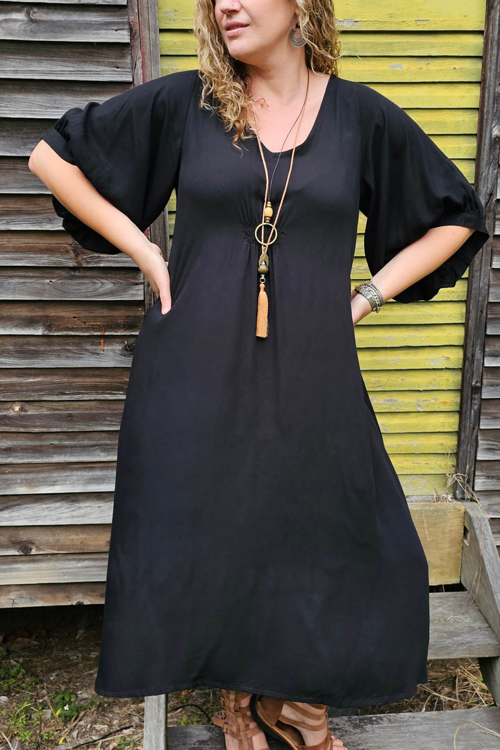 Black Isla Dress with Bell Sleeve