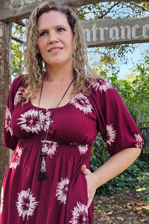 Maroon Flower Cinch dress