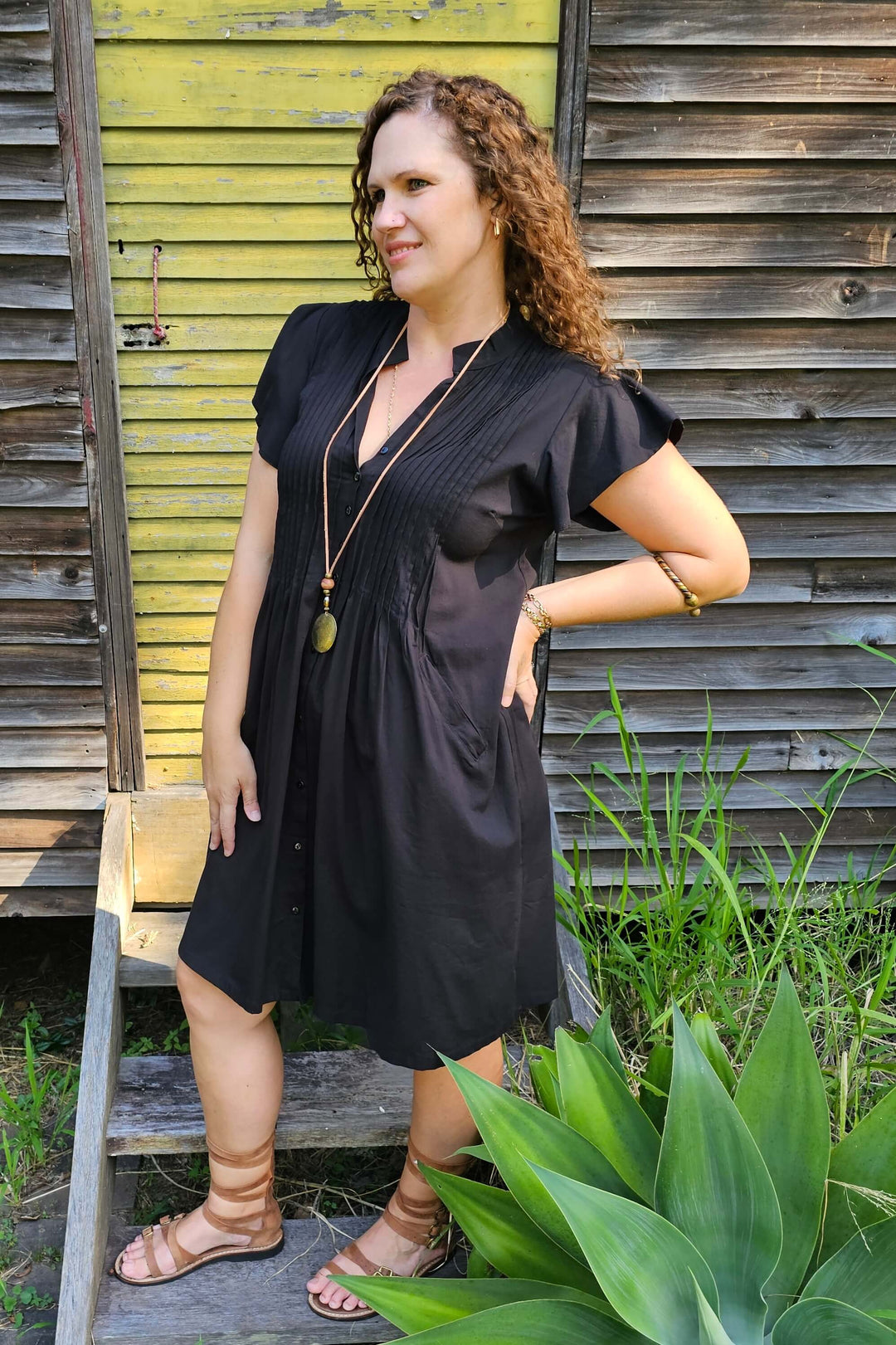 Black Mini Dress With Frill Sleeve