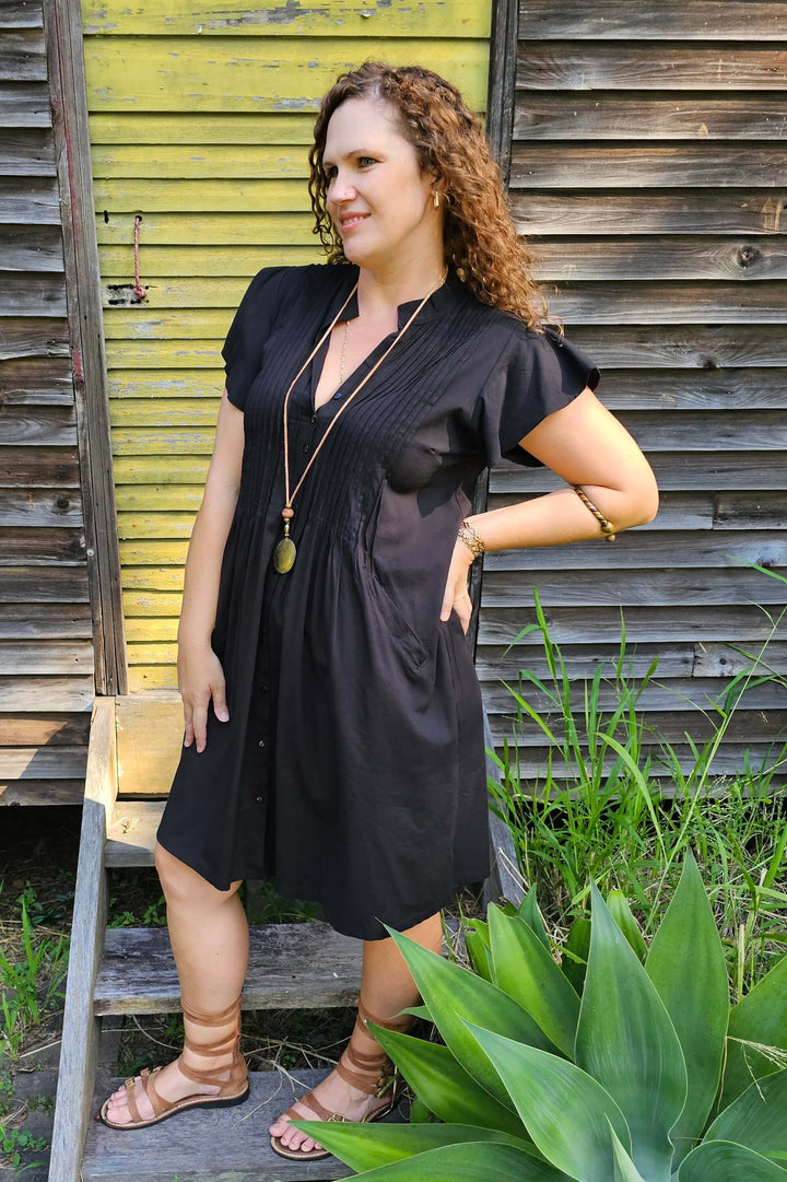 Black Mini Dress With Frill Sleeve