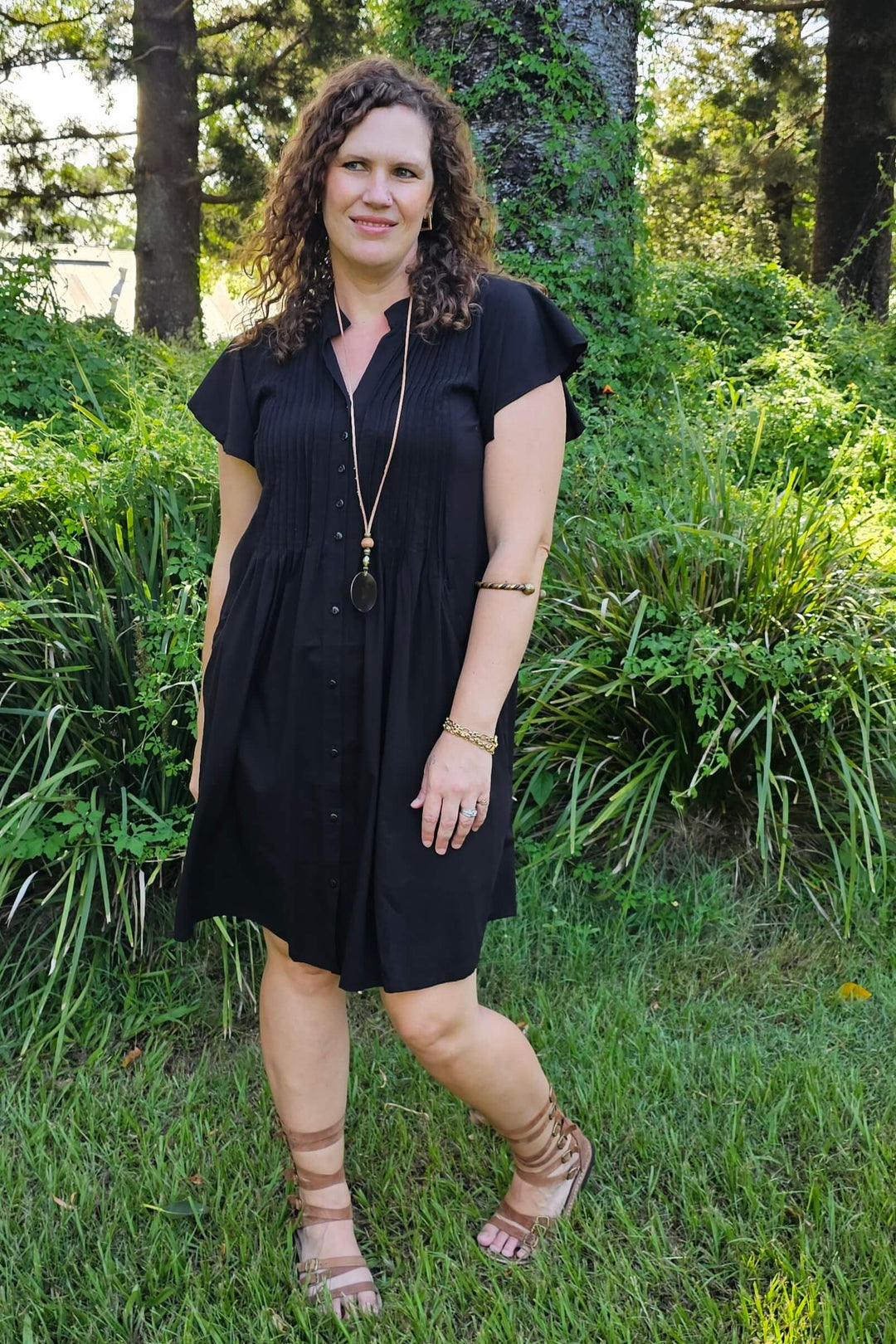 Black Mini Dress With Frill Sleeve