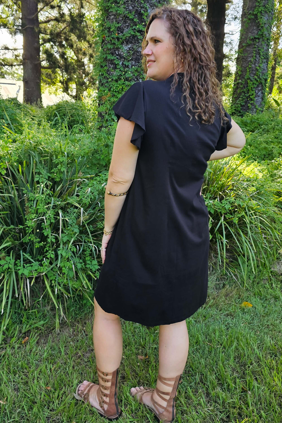 Black Mini Dress With Frill Sleeve