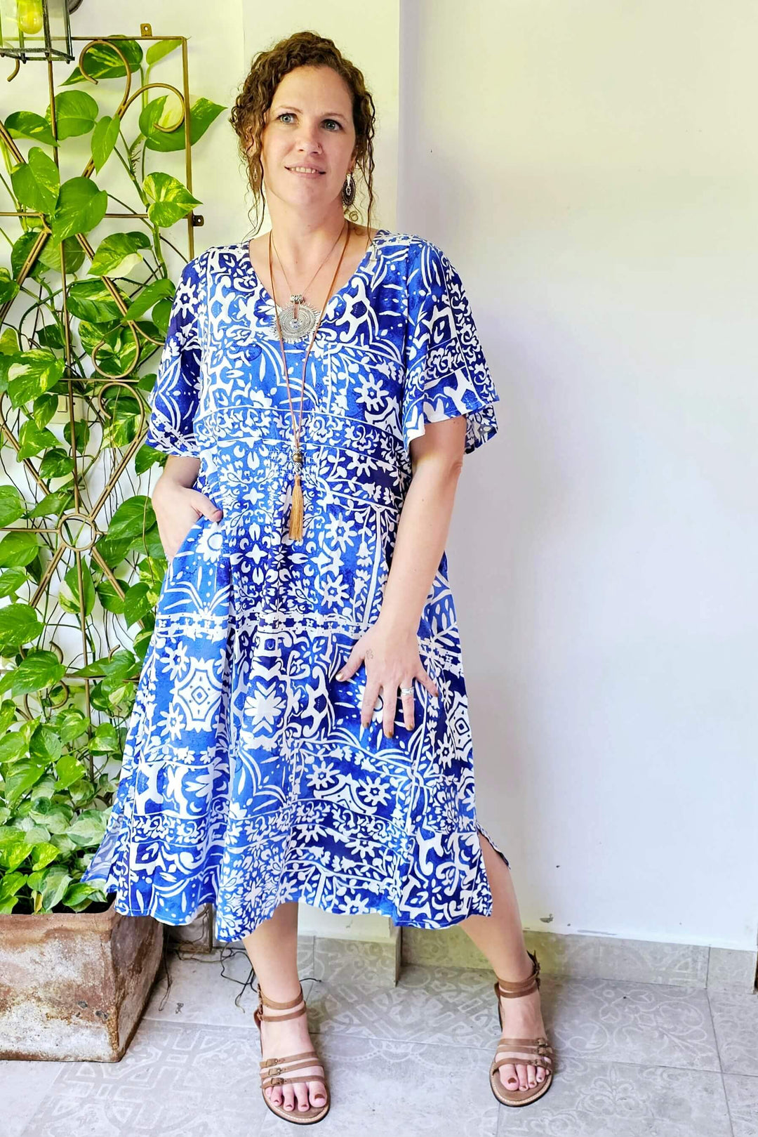 Lapis Ola Dress with Flutter Sleeve