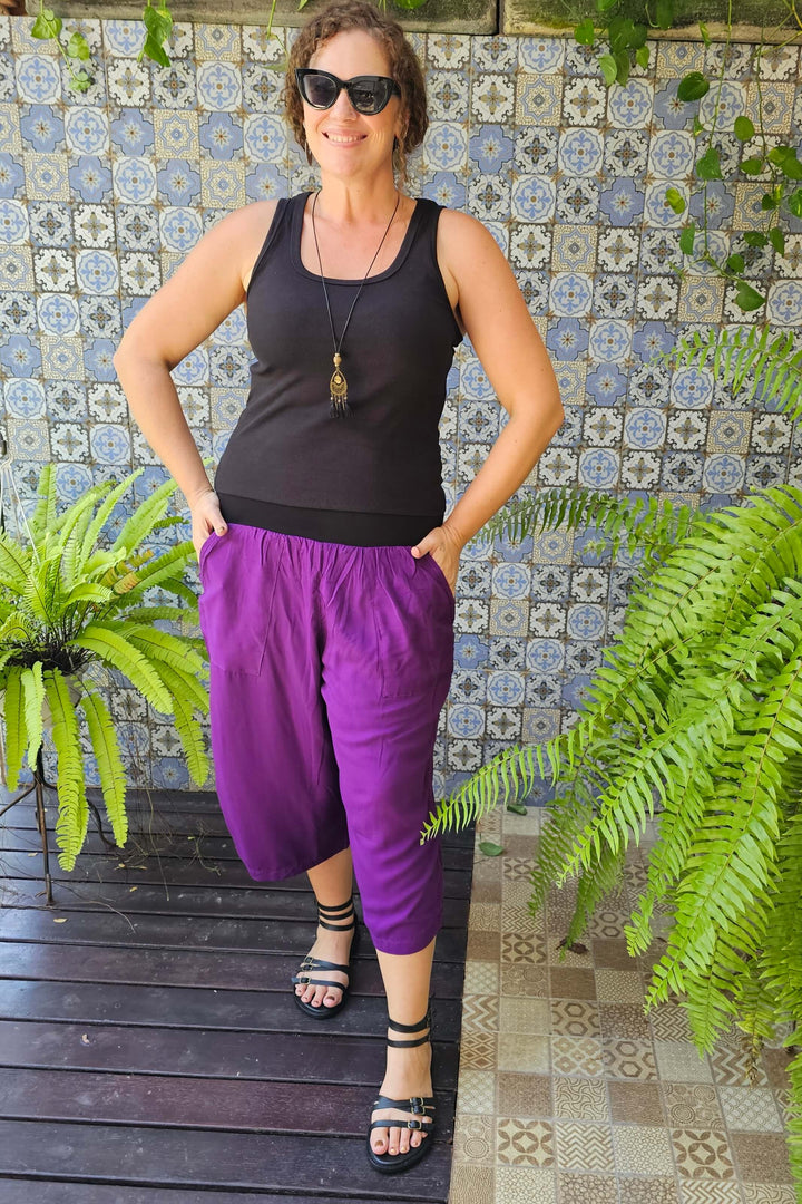 3/4 Purple Tummy Shaper Pants