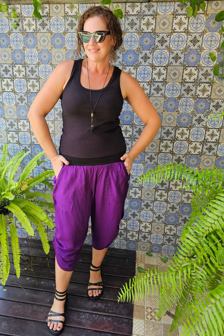 3/4 Purple Tummy Shaper Pants