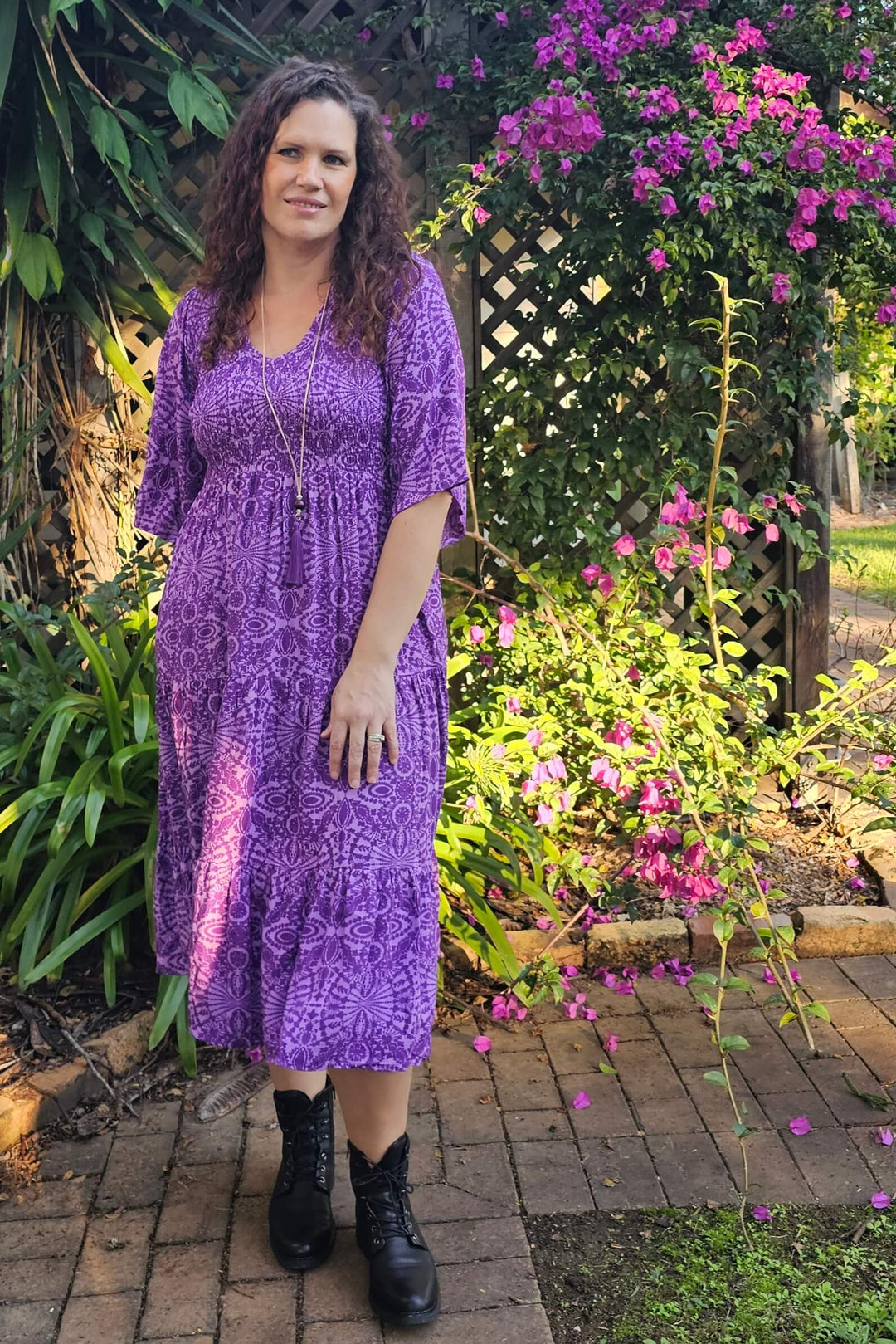 Purple Mandala Arya Midi Dress
