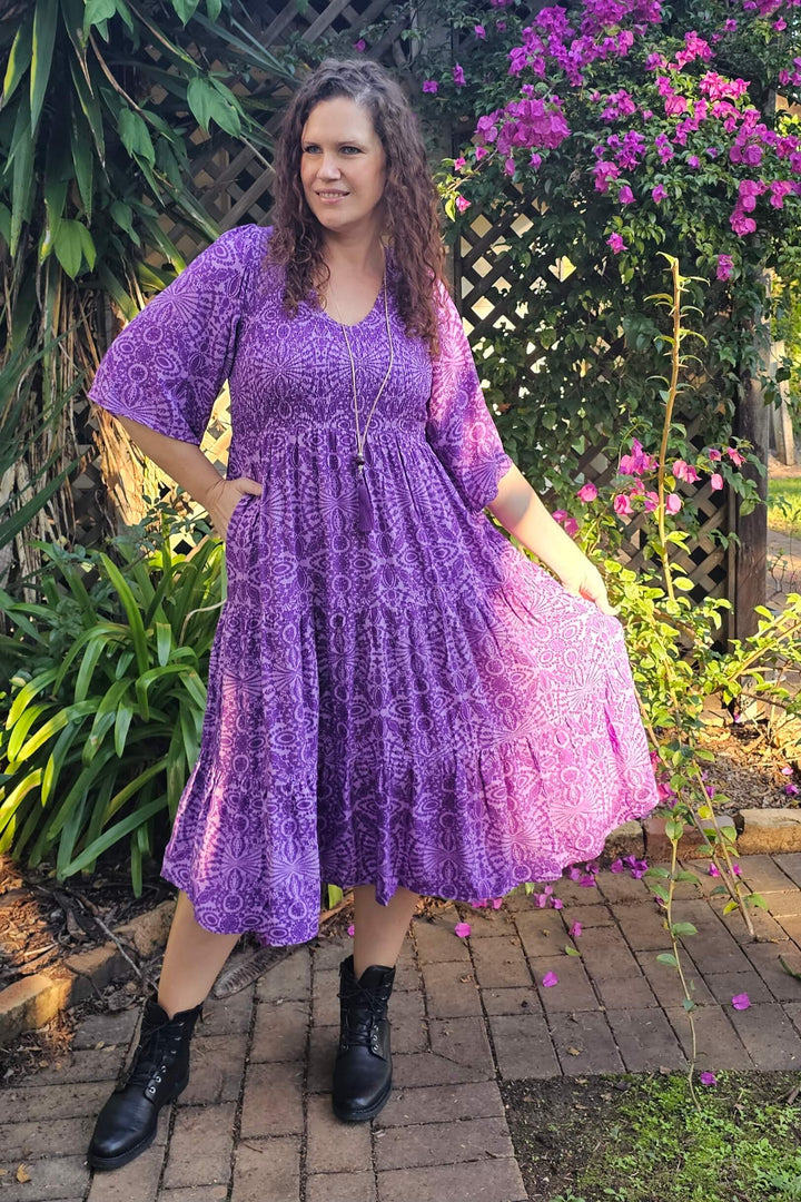 Purple Mandala Arya Midi Dress