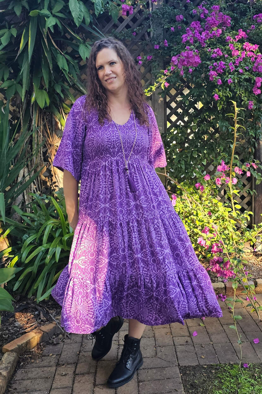 Purple Mandala Arya Midi Dress