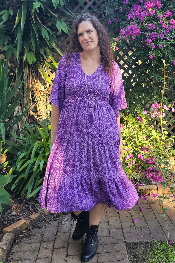 Purple Mandala Arya Midi Dress