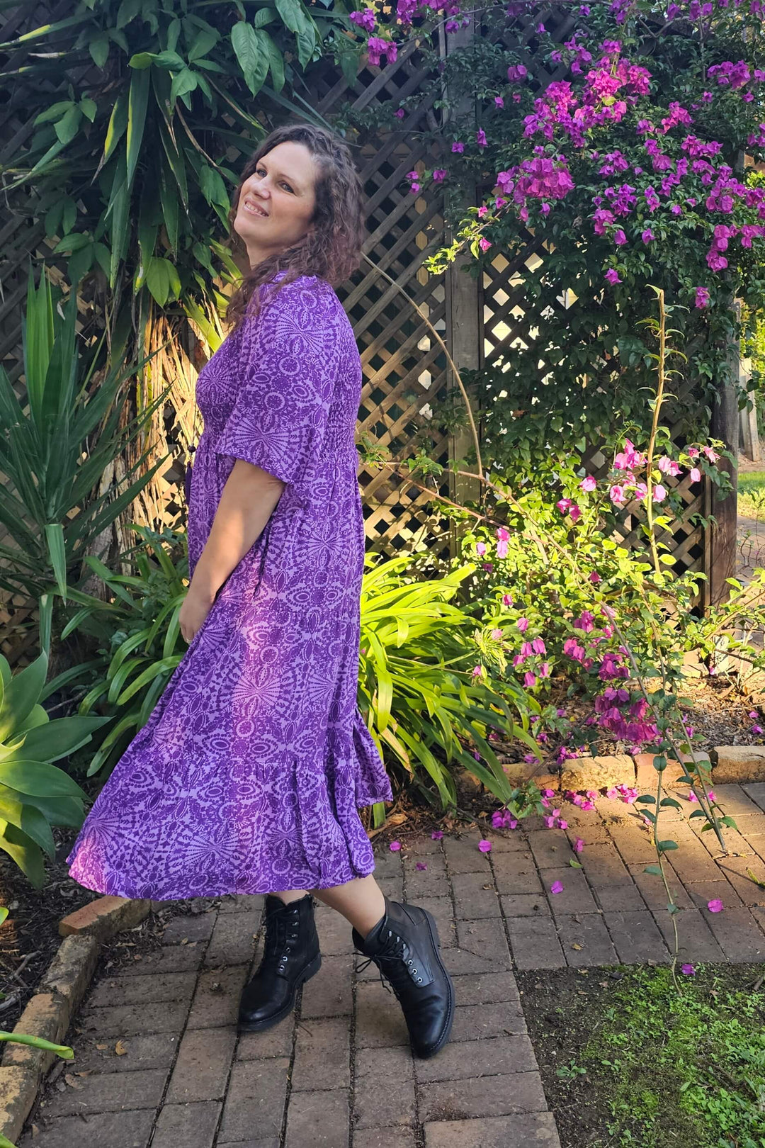 Purple Mandala Arya Midi Dress