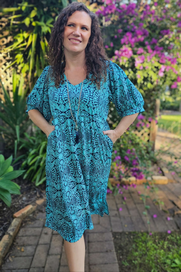 Blue Mandala Remi Midi Dress