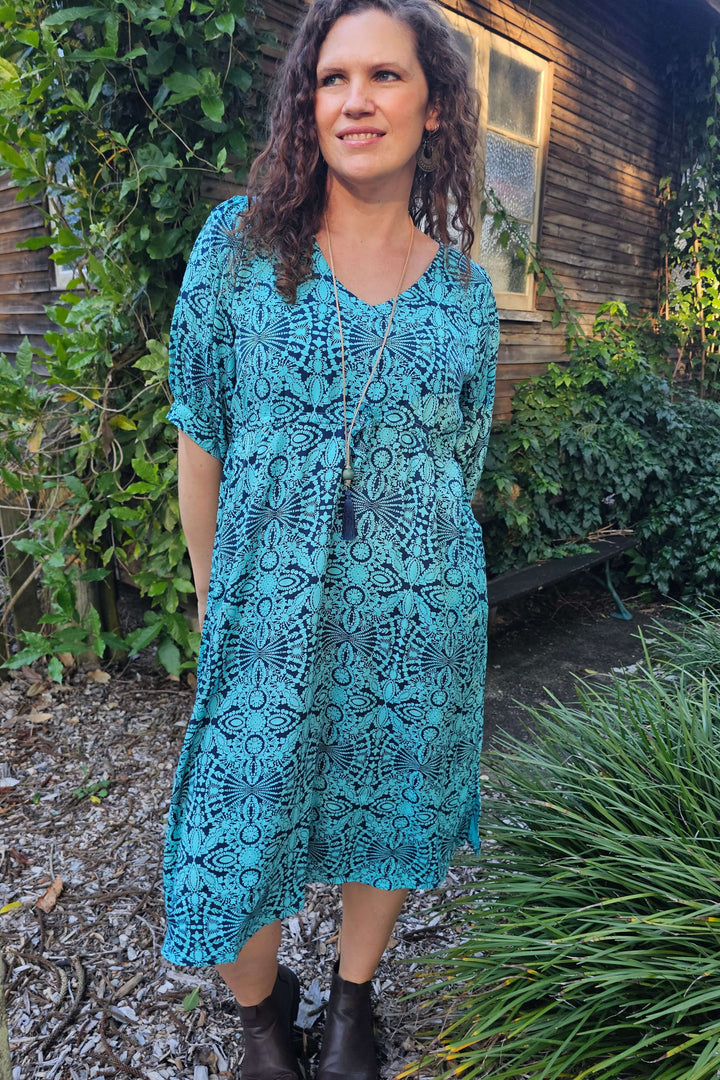 Blue Mandala Remi Midi Dress