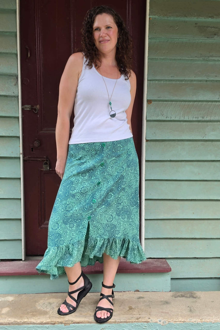 Teal Paisley Joni Skirt