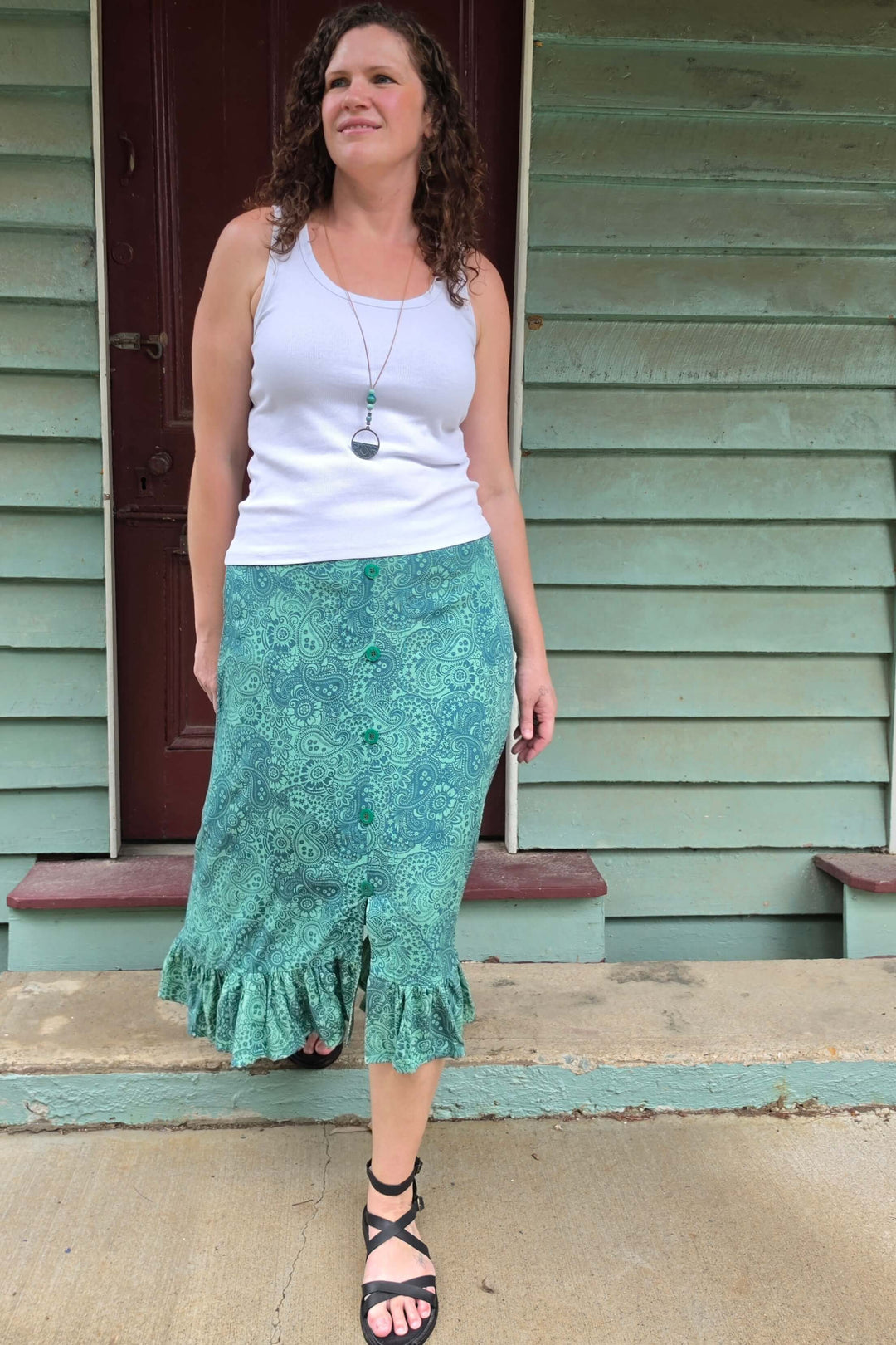 Teal Paisley Joni Skirt