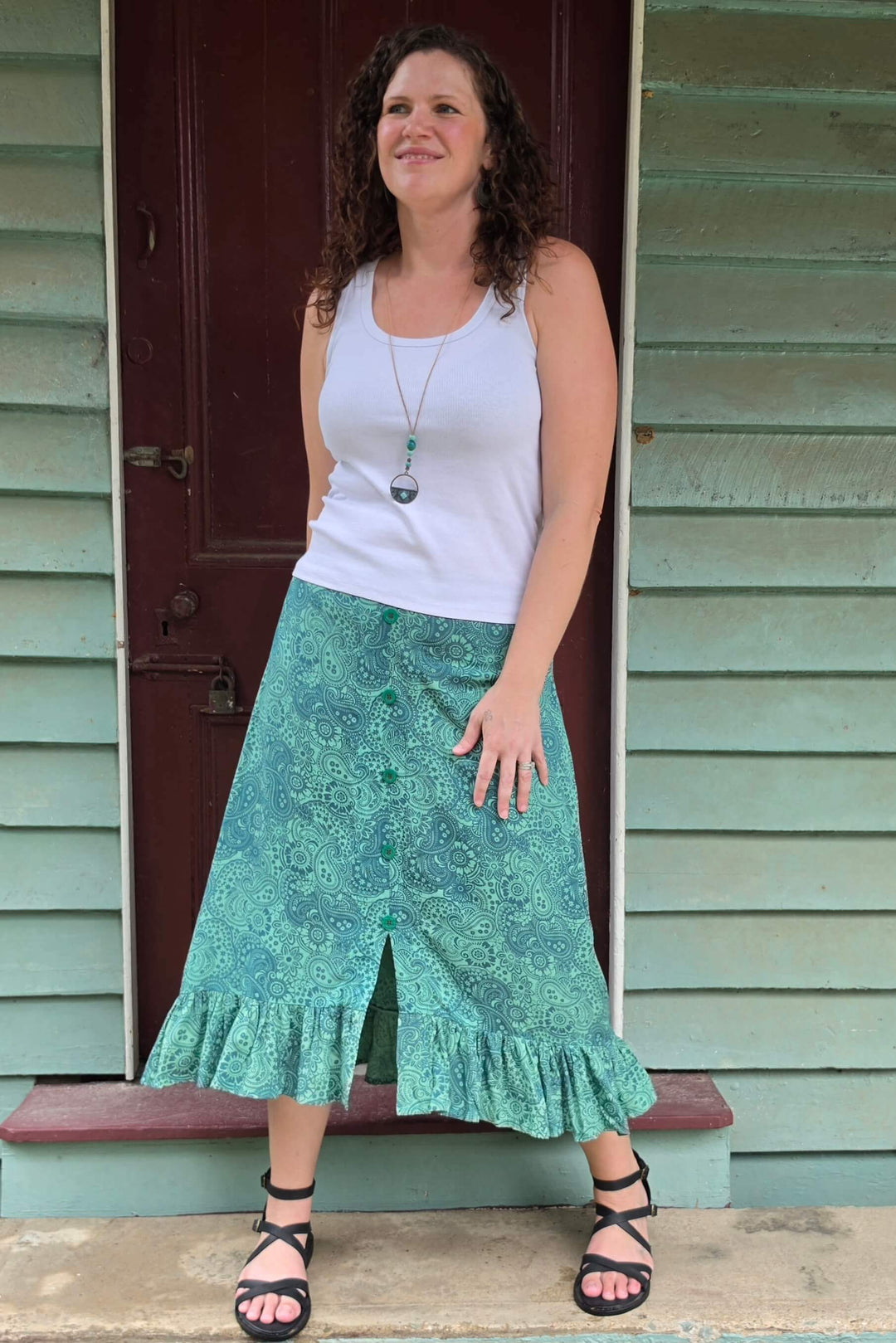 Teal Paisley Joni Skirt