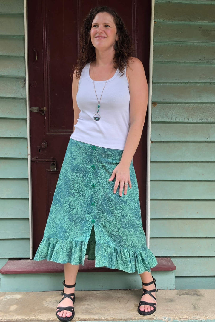Teal Paisley Joni Skirt