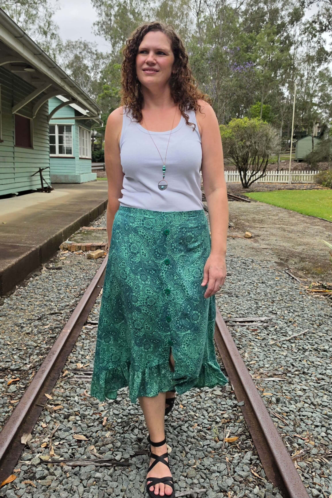 Teal Paisley Joni Skirt