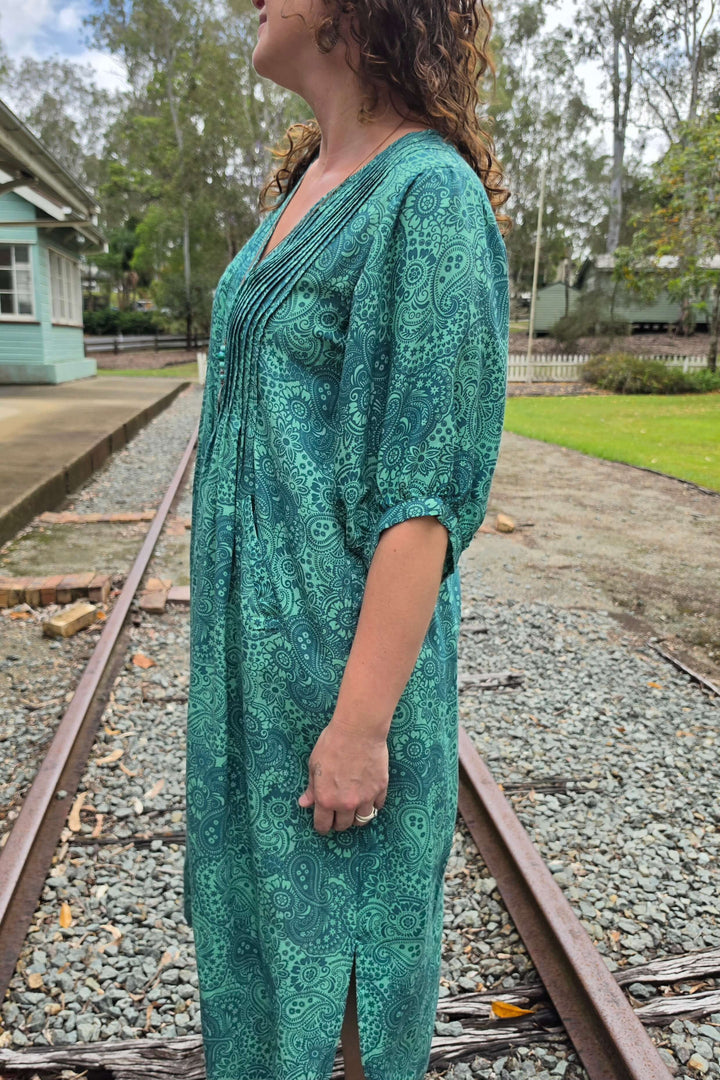 Teal Paisley Thea Maxi Dress