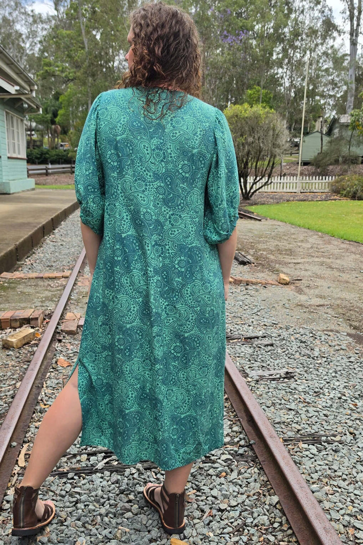 Teal Paisley Thea Maxi Dress