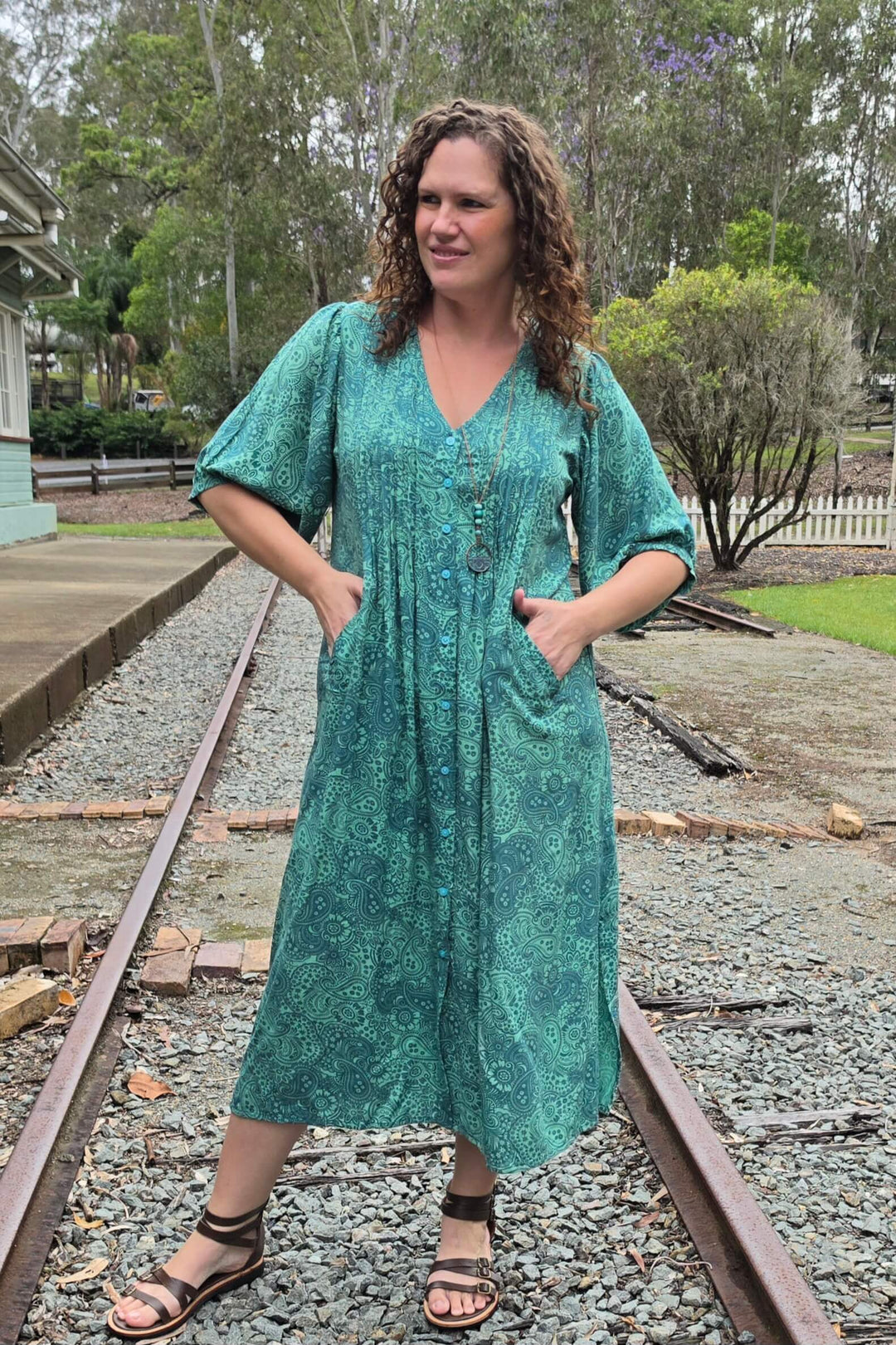 Teal Paisley Thea Maxi Dress