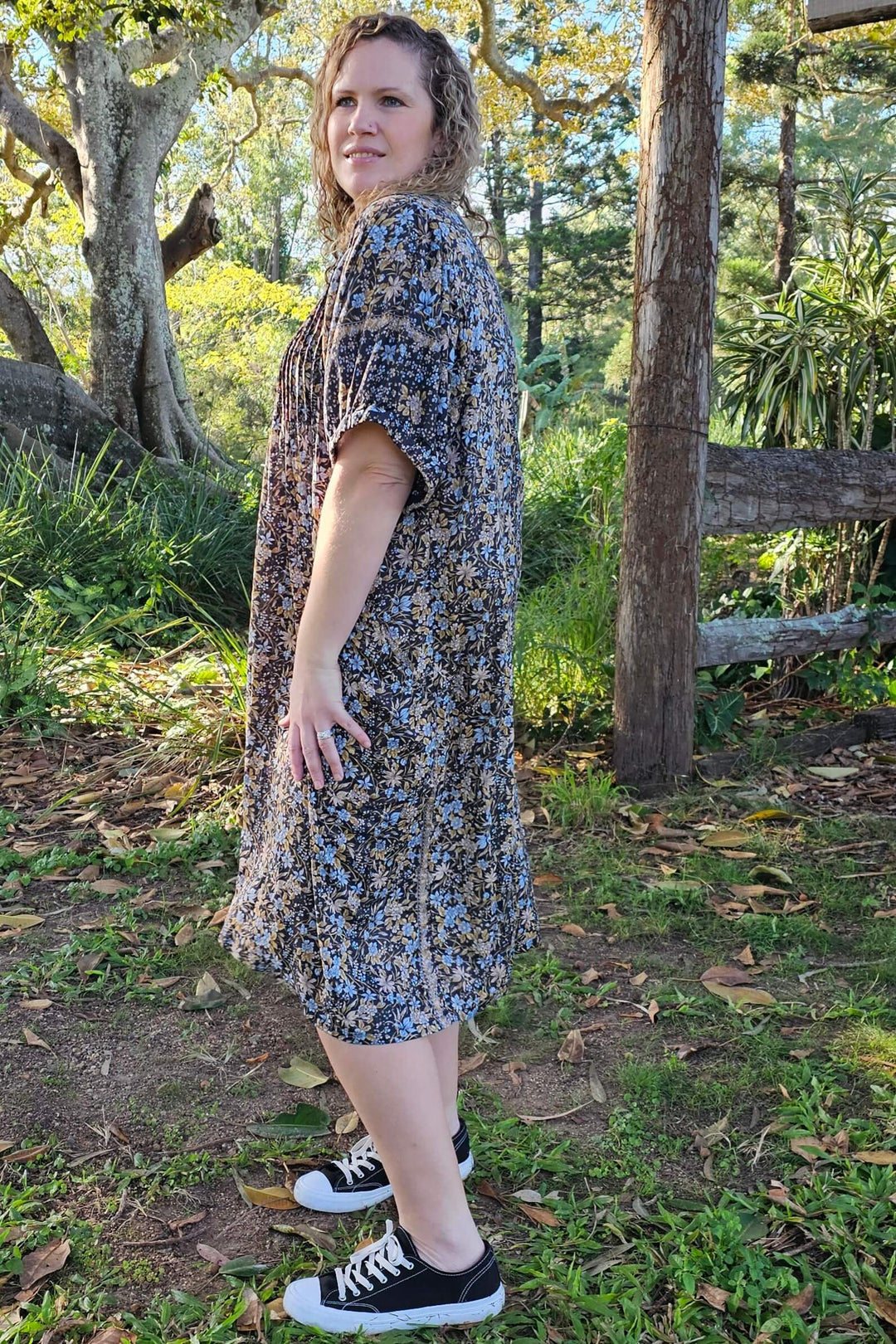 Silver Bloom Pintuck Dress