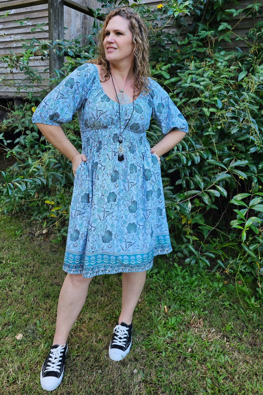 Blue bohemian dress