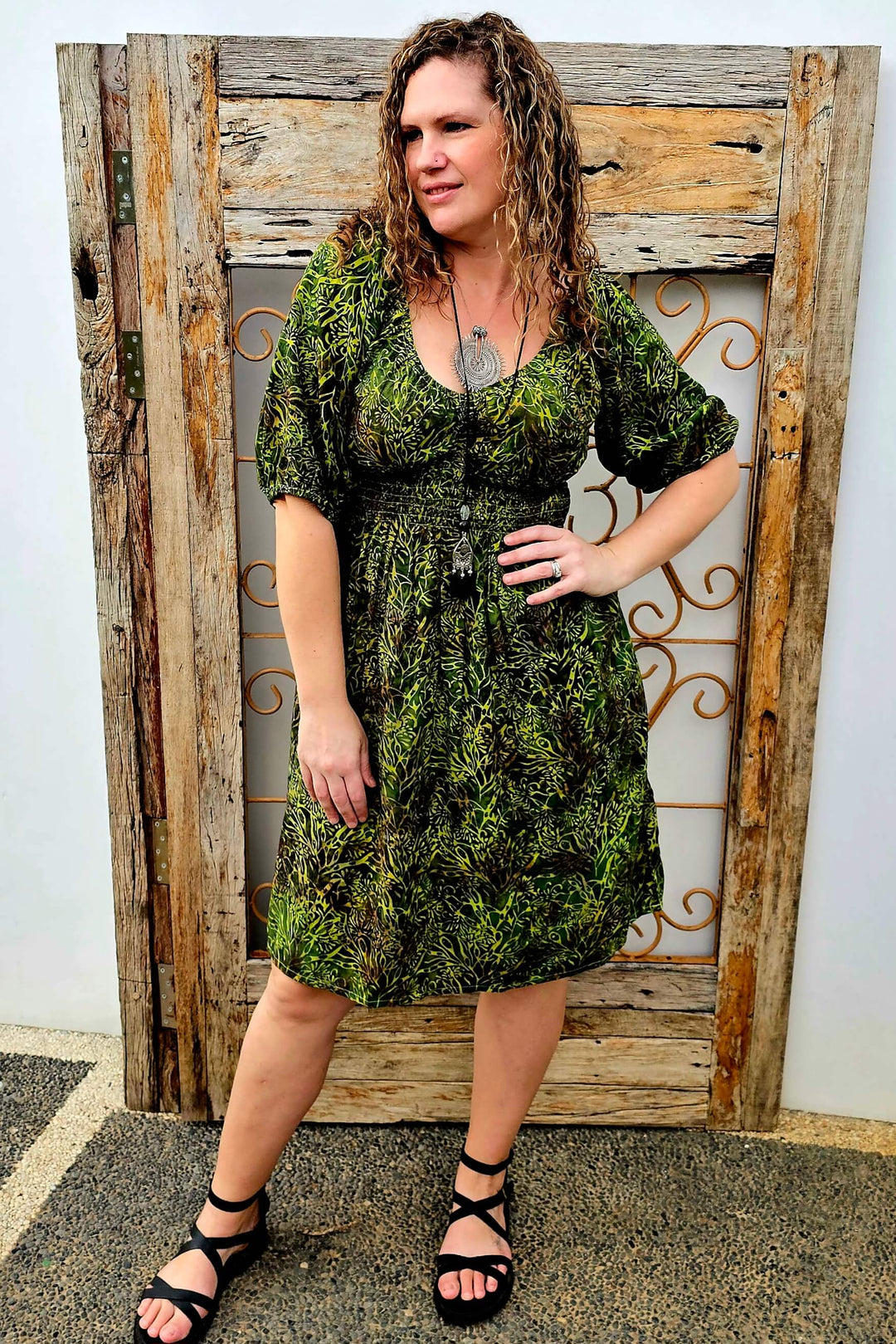 Evergreen Cotton Cinch Dress