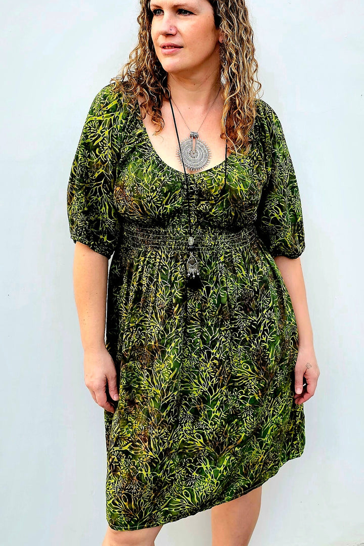 Evergreen Cotton Cinch Dress