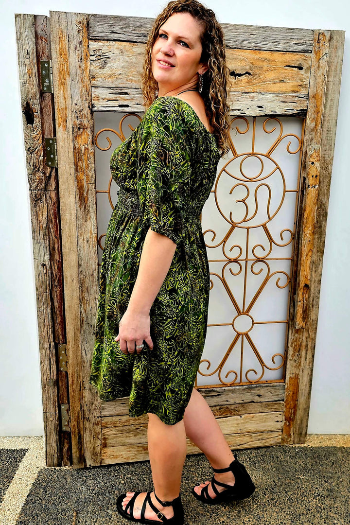 Evergreen Cotton Cinch Dress